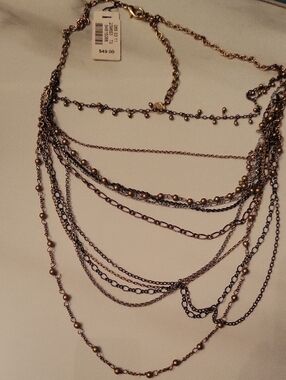 Layered Multi-Chain Necklace in Gold and Black